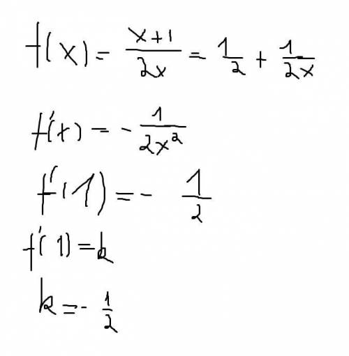 Найти угол наклона касательной к графику функции f(x)=х+1/2х в точке х0=1