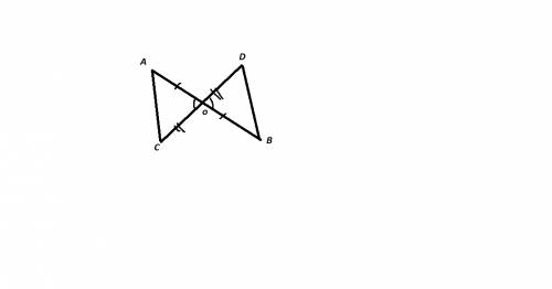 Прямые ab и cd пересекаются в точке о.oa=ob,oc=od. докажите,что ac=bd