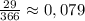 \frac{29}{366}\approx0,079