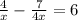 \frac{4}{x} - \frac{7}{4x} =6