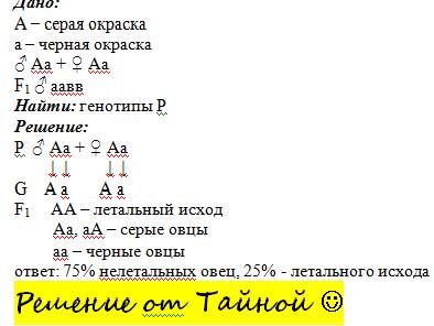 Уовец доминантная серая окраска,рецесcивная,гомозиготное состояние ведёт к недоразвитию желудка и к