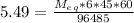 5.49 = \frac{M_e_q*6*45*60}{96485}