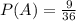 P(A)=\frac{9}{36}