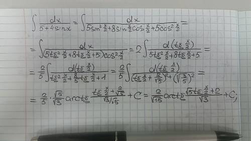 \int\limits {\frac{1}{5+4sinx} } \, dx