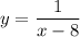 \displaystyle y= \frac{1}{x-8}