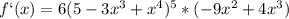 f`(x)=6(5-3x^3+x^4)^5*(-9x^2+4x^3)