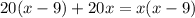 20(x-9)+20x=x(x-9)