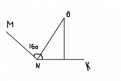 Начертите угол mnk равный 160 градусов. проведите биссектрису этого угла, отметьте на ней точку о и