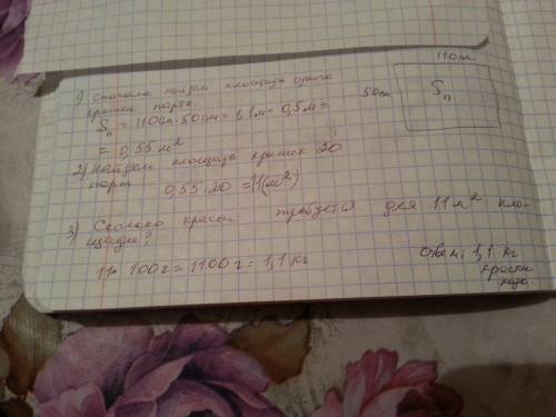 Вклассе 20 парт. длина крышки парты 110 см, ширина 50 см. сколько нужно краски , чтобы покрасить кры