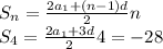 S_n= \frac{2a_1+(n-1)d}{2} n \\ S_4= \frac{2a_1+3d}{2} 4=-28