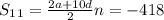 S_1_1= \frac{2a+10d}{2} n=-418