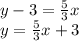 y-3=\frac53x\\&#10;y=\frac53x+3