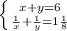 \left \{ {{x+y=6} \atop { \frac{1}{x} + \frac{1}{y}=1 \frac{1}{8} }} \right.