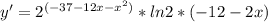 y'=2^{(-37-12x-x^2)} * ln2 * (-12-2x)