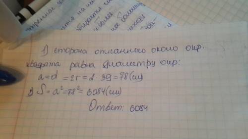 Найдите площадь квадрата описанного вокруг окружности радиуса 39