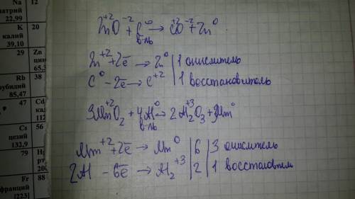 Напишите окислительно-восстановительные реакции, укажите окислитель и восстановитель zno+c--> co+