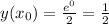 y(x_0)= \frac{e^0}{2} =\frac{1}{2}