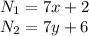 N_{1}=7x+2\\&#10;N_{2}=7y+6