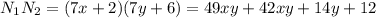 N_{1}N_{2} =(7x+2)(7y+6)=49xy+42xy+14y+12