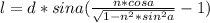 l = d*sin a ( \frac{n *cos a}{ \sqrt{1- n^{2}* sin^{2}a } }- 1 )