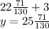 22 \frac{71}{130} +3 \\ y=25 \frac{71}{130}