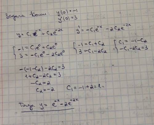 Нужно найти общее решение дифференциальных уравнений: 1) (5x-1)dy=(y+2)dx 2) y''+3y'+2y=0 , y=-1, y'