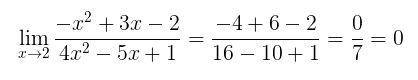 Вычислить предел lim x--> 2 -x^2+3x-2/4x^2-5x+1