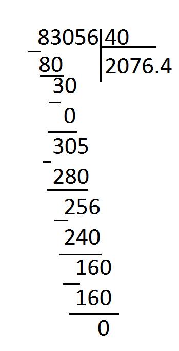 Как решить. пример столбиком 83056/40