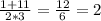 \frac{1+11}{2*3} = \frac{12}{6}=2