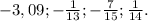 -3,09;-\frac{1}{13};-\frac{7}{15};\frac{1}{14}.