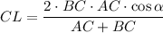 CL=\dfrac{2\cdot BC\cdot AC\cdot\cos\alpha}{AC+BC}