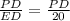 \frac{PD}{ED} = \frac{PD}{20}