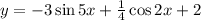 y=-3\sin 5x+ \frac{1}{4} \cos 2x+2