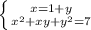 \left \{ {{x=1+y} \atop {x^2+xy+y^2=7}} \right.