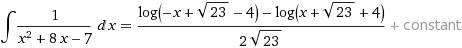 Найти неопределенный интеграл 1/(x^2+8x+7)dx