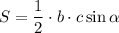 S=\dfrac{1}{2}\cdot b\cdot c \sin\alpha