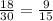 \frac{18}{30} = \frac{9}{15}