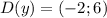 D(y)= (-2;6)