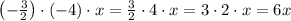 \left(-\frac32\right)\cdot(-4)\cdot x=\frac32\cdot4\cdot x=3\cdot2\cdot x=6x