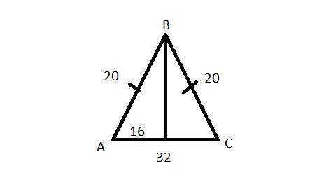 Втреугольнике авс известно,что ав=вс=20 , ас=32.найдите синус угла
