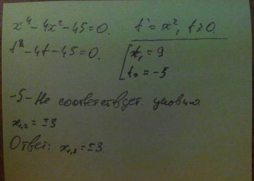 X²(x²-4)=45решите это уравнение и решительно из города а в город в выехали велосипедист и мотоциклис