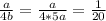 \frac{a}{4b} = \frac{a}{4*5a} = \frac{1}{20}