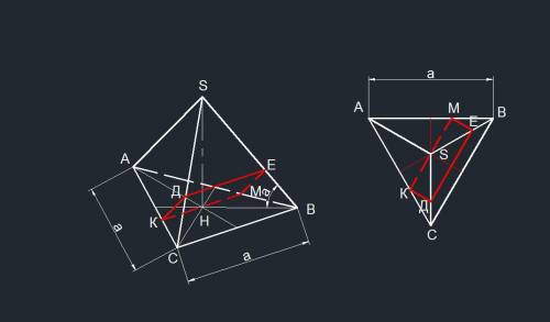 С в правильной пирамиде sabc с высотой sh и ребром основания ab=a угол между боковым ребром и плоско