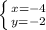 \left \{ {{x=-4} \atop {y=-2}} \right.