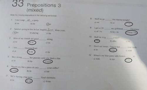 Write the missing prepositions in the following sentences​