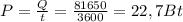 P= \frac{Q}{t} = \frac{81650}{3600} =22,7Bt