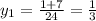 y_{1} = \frac{1+7}{24} = \frac{1}{3}