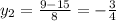 y_{2}= \frac{9-15}{8}=- \frac{3}{4}