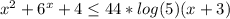 x^2+6^x+4 \leq 44*log(5)(x+3)