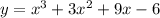 y=x^3+3x^2+9x-6